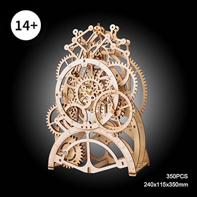 3D ASSEMBLY PUZZLES WOODEN MECHANICAL GEARS DECOR LASER-CUT PENDULUM CLOCK MODEL KIT BEST ENGINEERING TOYS FOR TEENS - Image 3